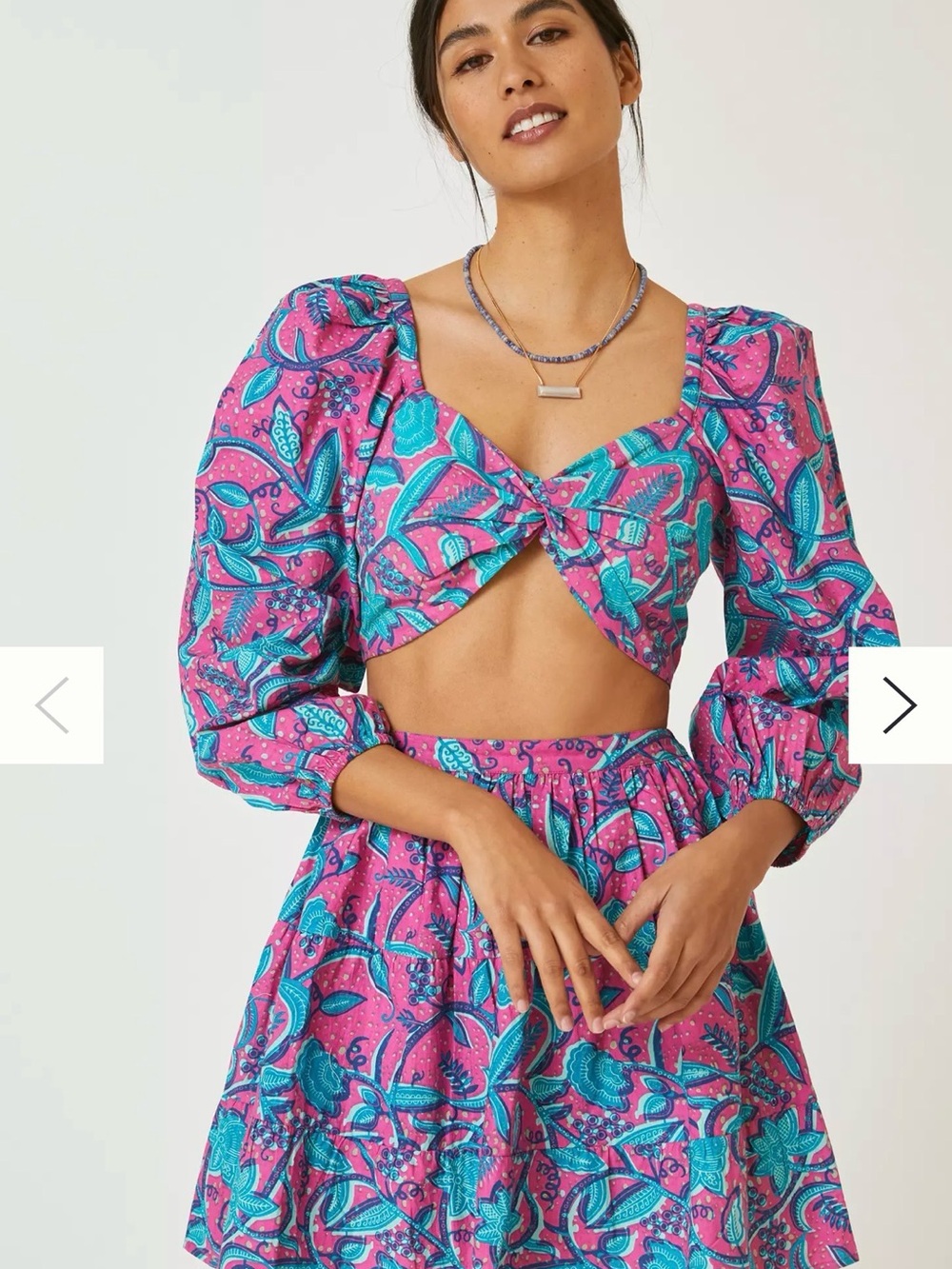 Love the label Puff sleeve crop top and skirt M top Large Skirt